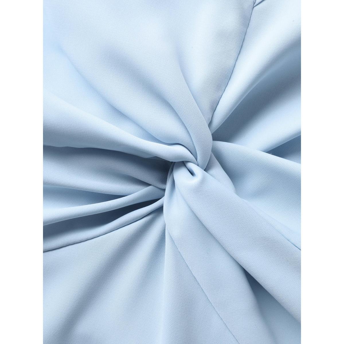 Plus Size Twist Front Woven A-Line Midi Dress LightBlue Women Timeless V-neck Sleeveless Curvy BloomChic 28/5X Product Image