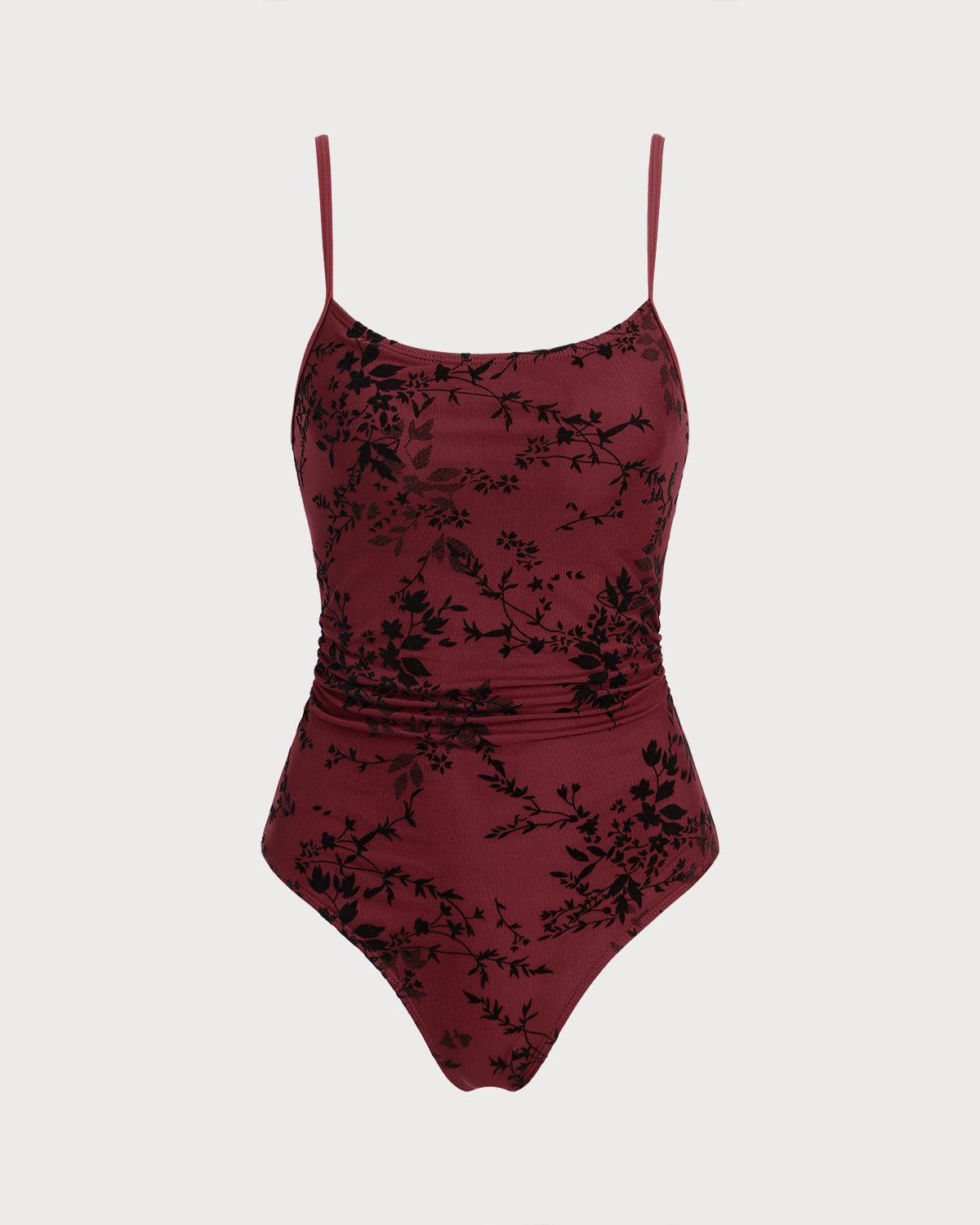Red Floral One-Piece Swimsuit Product Image