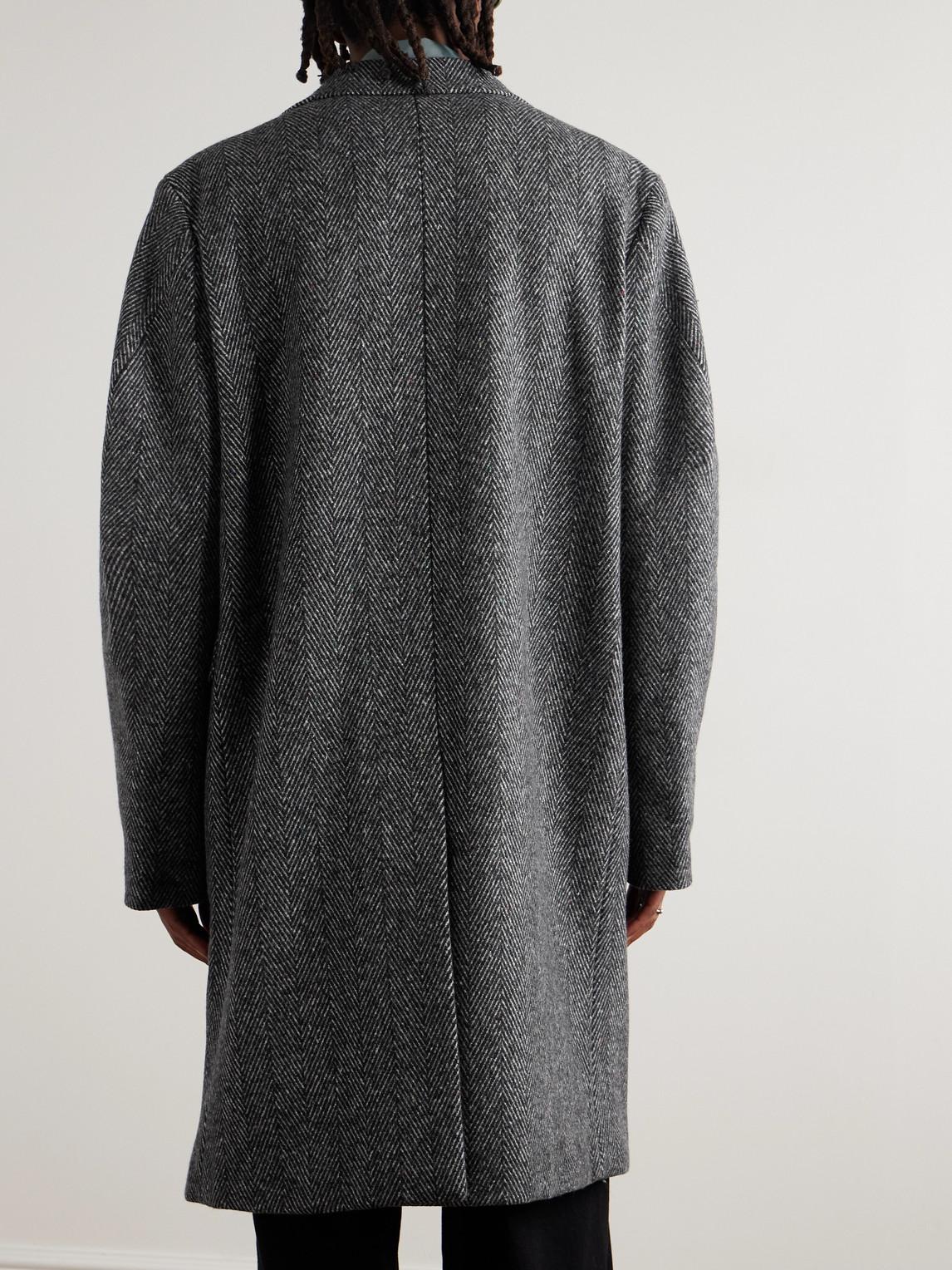 GIVENCHY Men Wool Blend Coat With Herringbone Motif In Multi Product Image