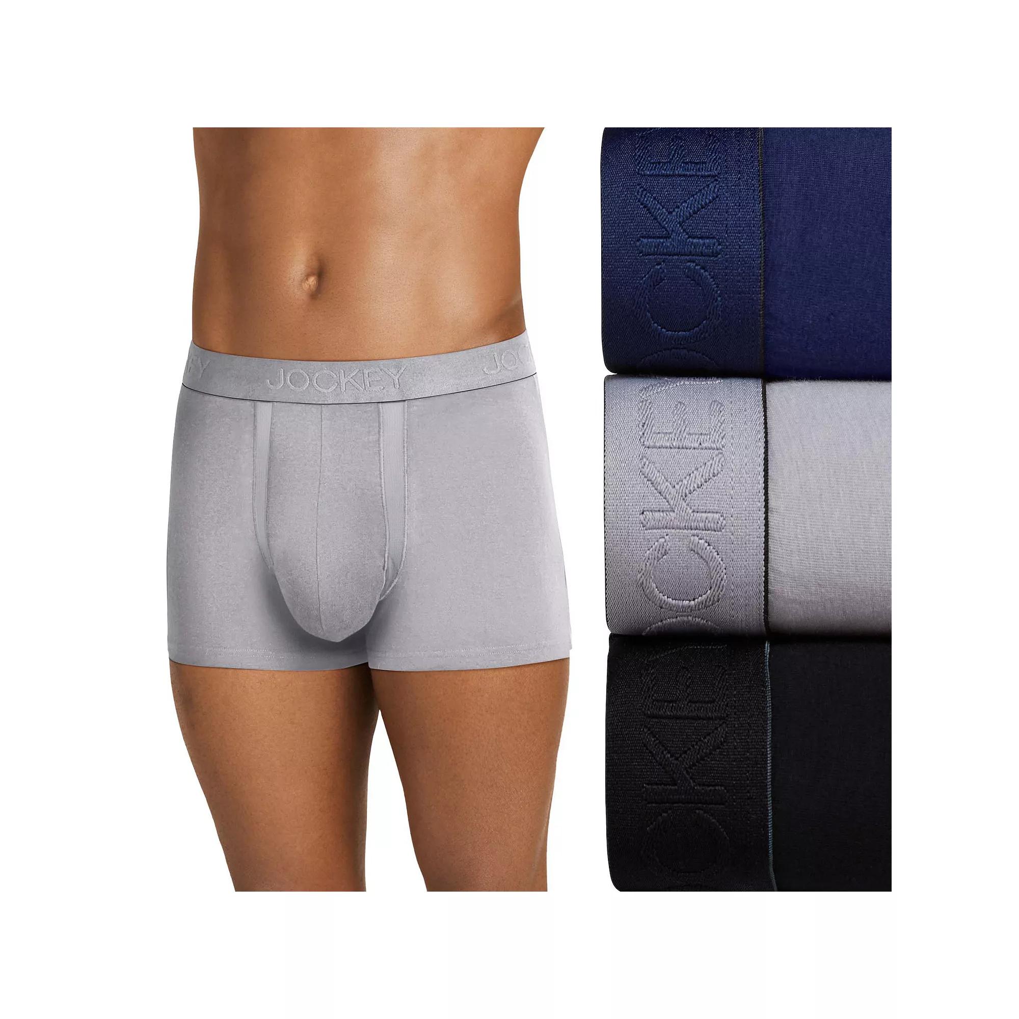 Men's Jockey® 3-Pack Chafe Proof Pouch Cotton Stretch 3" Trunk,  Product Image