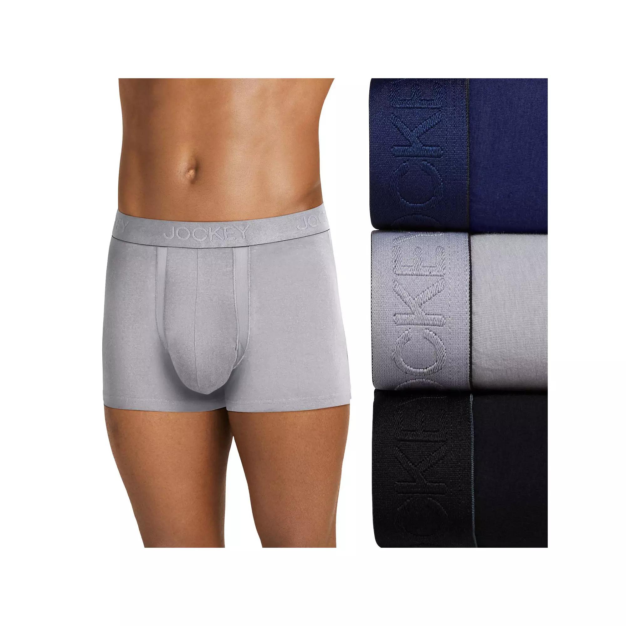 Men's Jockey® 3-Pack Chafe Proof Pouch Cotton Stretch 3" Trunk,  Product Image