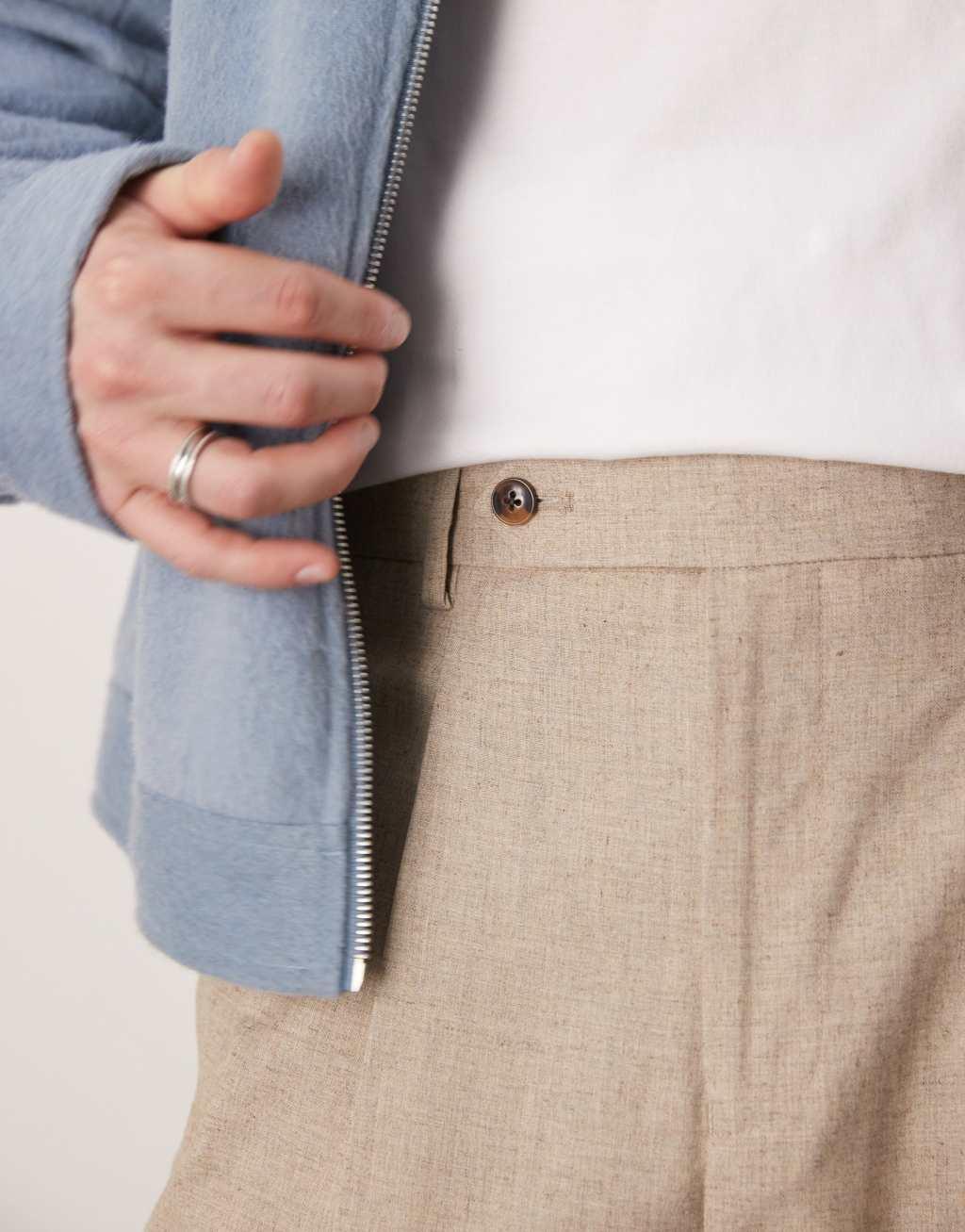 ASOS DESIGN wide leg dress pants in stone texture Product Image