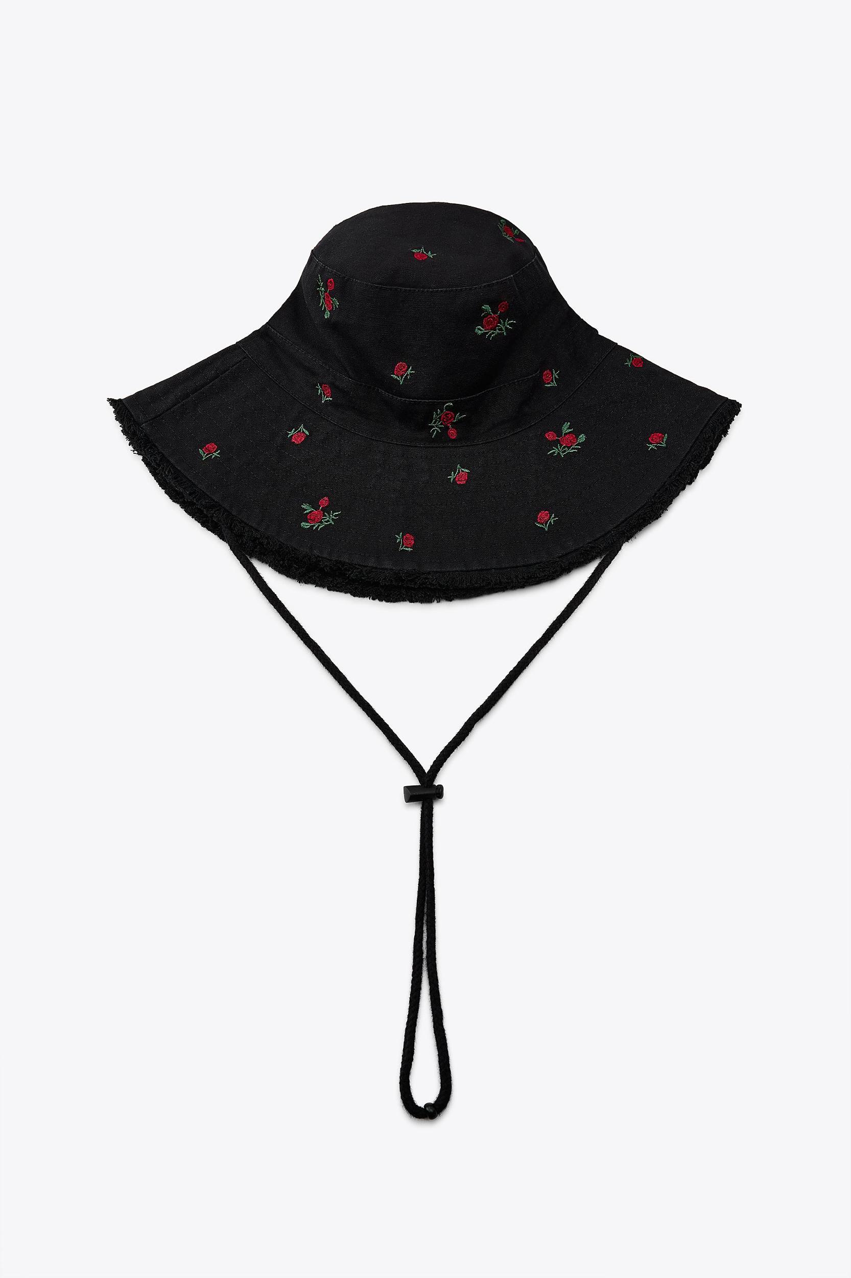 EMBROIDERED FLORAL BUCKET HAT Product Image