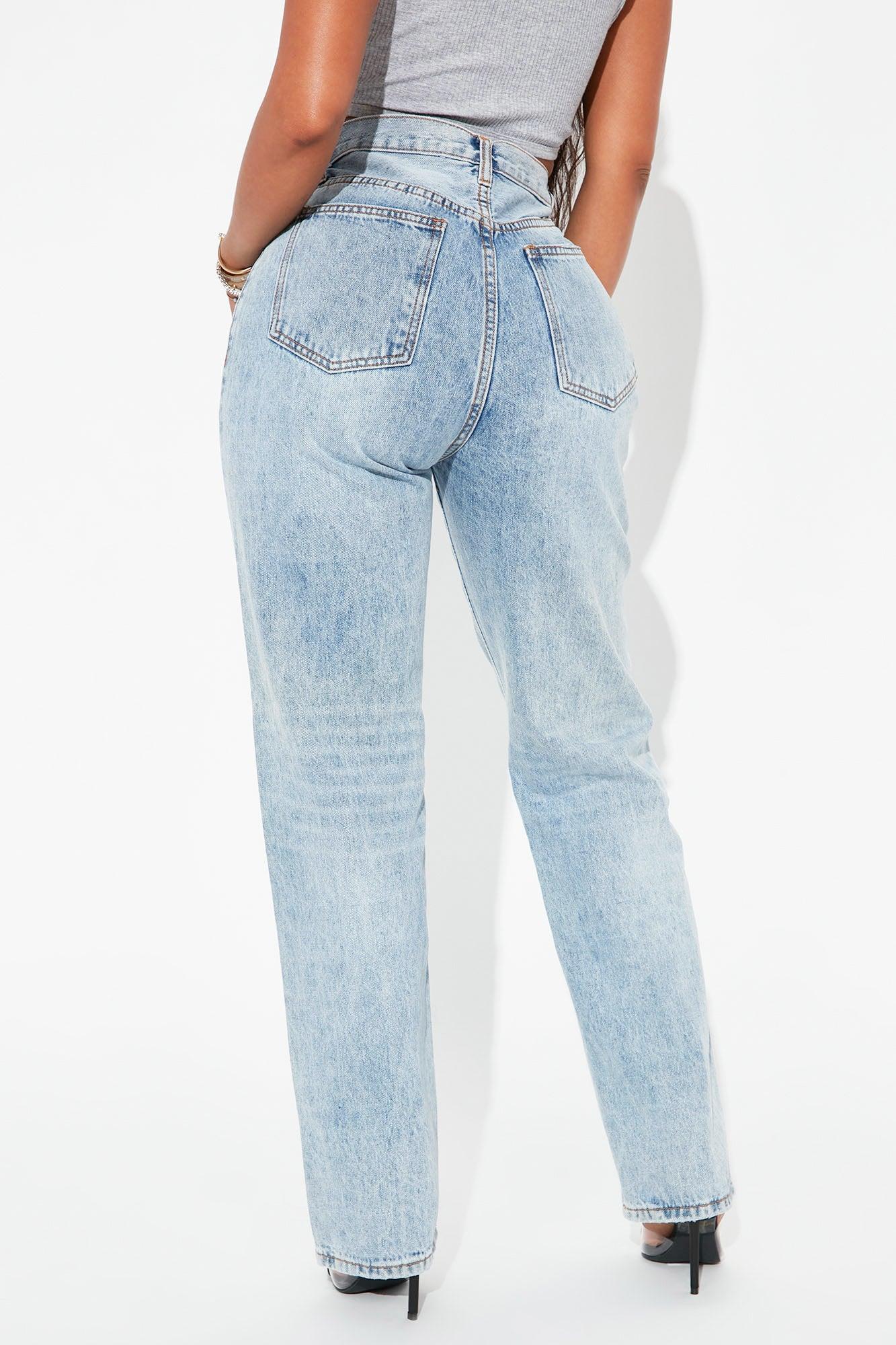 Crossover Straight Leg Jeans - Light Blue Wash Product Image