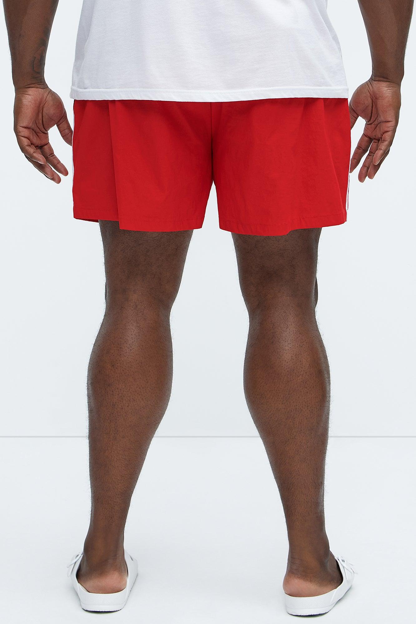 Side Taping Swim Mid Trunk - Red Product Image