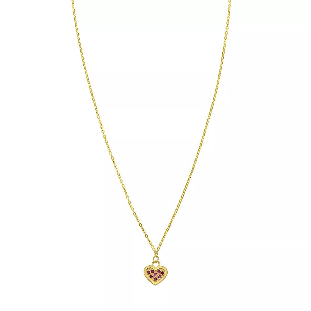 14k Gold Ruby Heart Pendant Necklace, Women's, Size: 18" Product Image