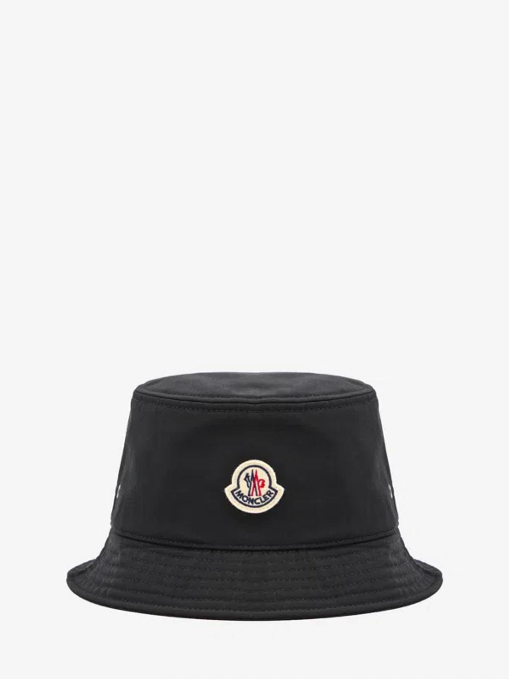 MONCLER Cotton Blend Bucket Hat Accessories In Black Product Image