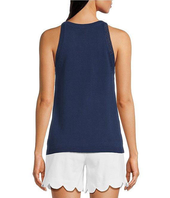 Lilly Pulitzer Emra Knit Apres Sail Jacqaurd Round Halter Neck Sleeveless Tank Product Image