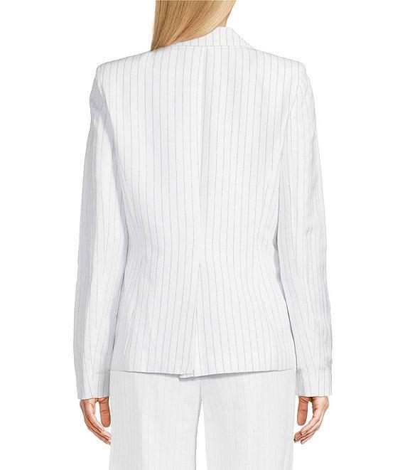 Calvin Klein Pinstripe Linen Blend One-Button Blazer Product Image