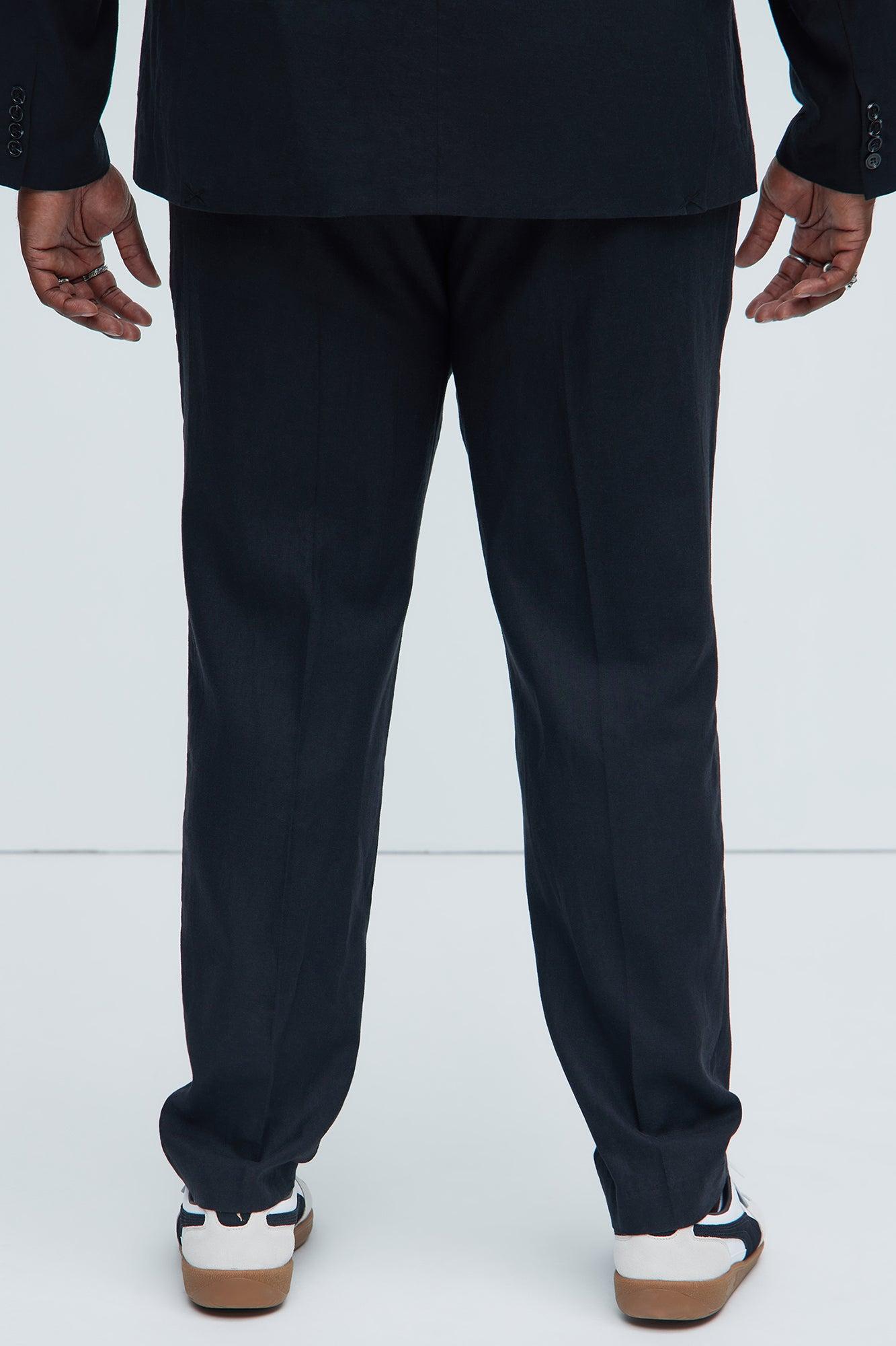 Bahamas Straight Linen Trousers - Black Product Image