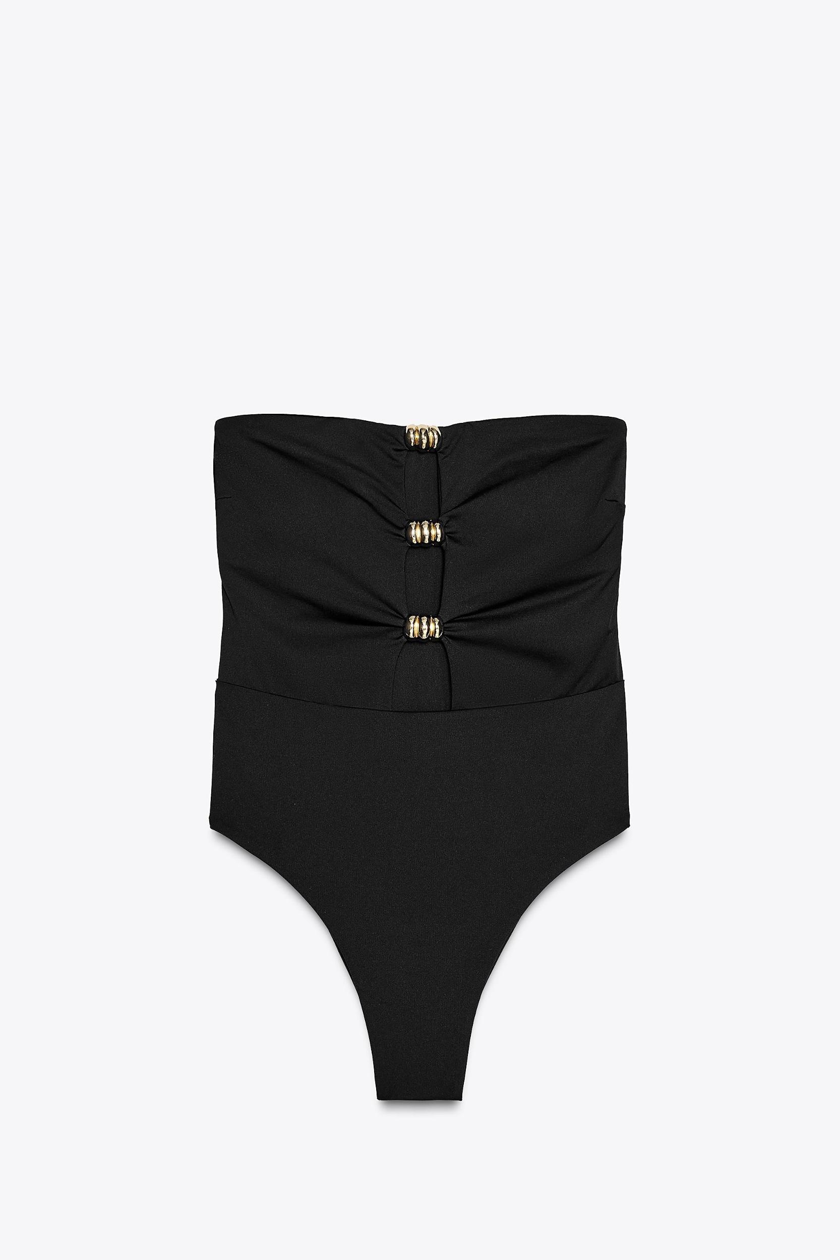 METALLIC RING BANDEAU SWIMSUIT Product Image