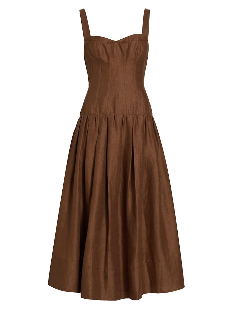 Womens Makenna Linen Corset Midi-Dress Product Image