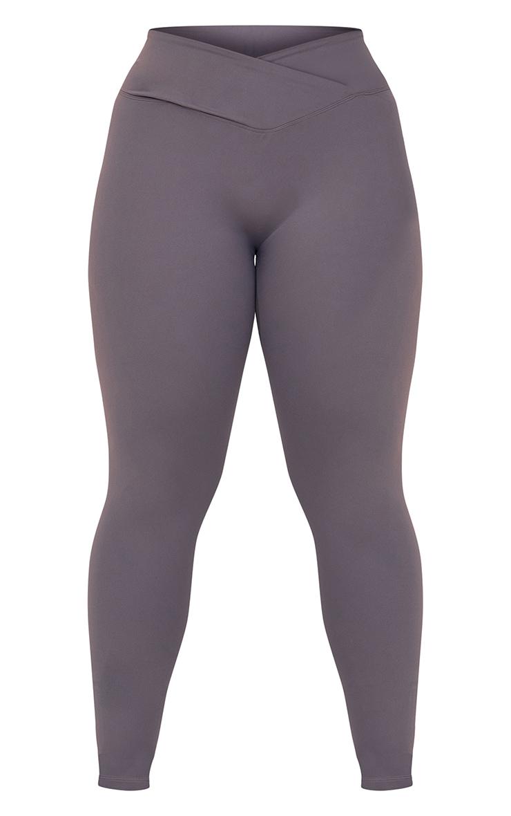Charcoal Sculpt Wrap Waist Gym Leggings Product Image