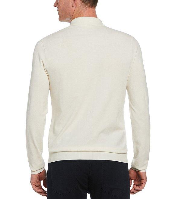 Perry Ellis Tonal Pattern Tech Long Sleeve Polo Shirt Product Image