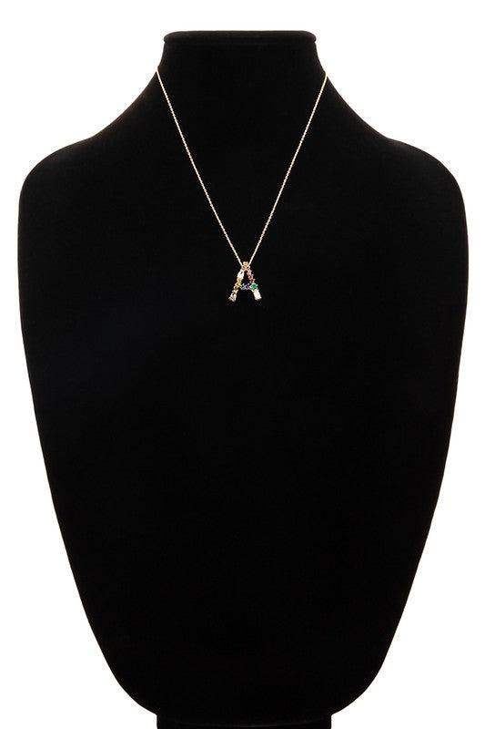 Multi Colored Rhinestone Letter Necklace Product Image
