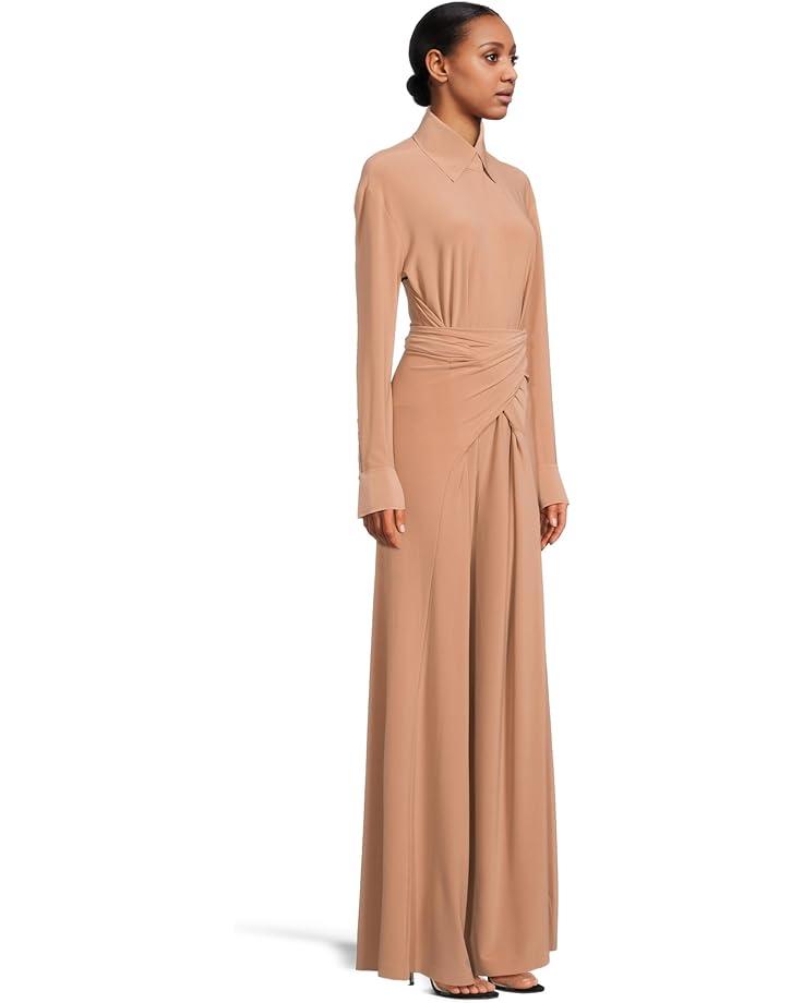 V-Neck Long Sleeve Shirred Waist Jumpsuit Product Image