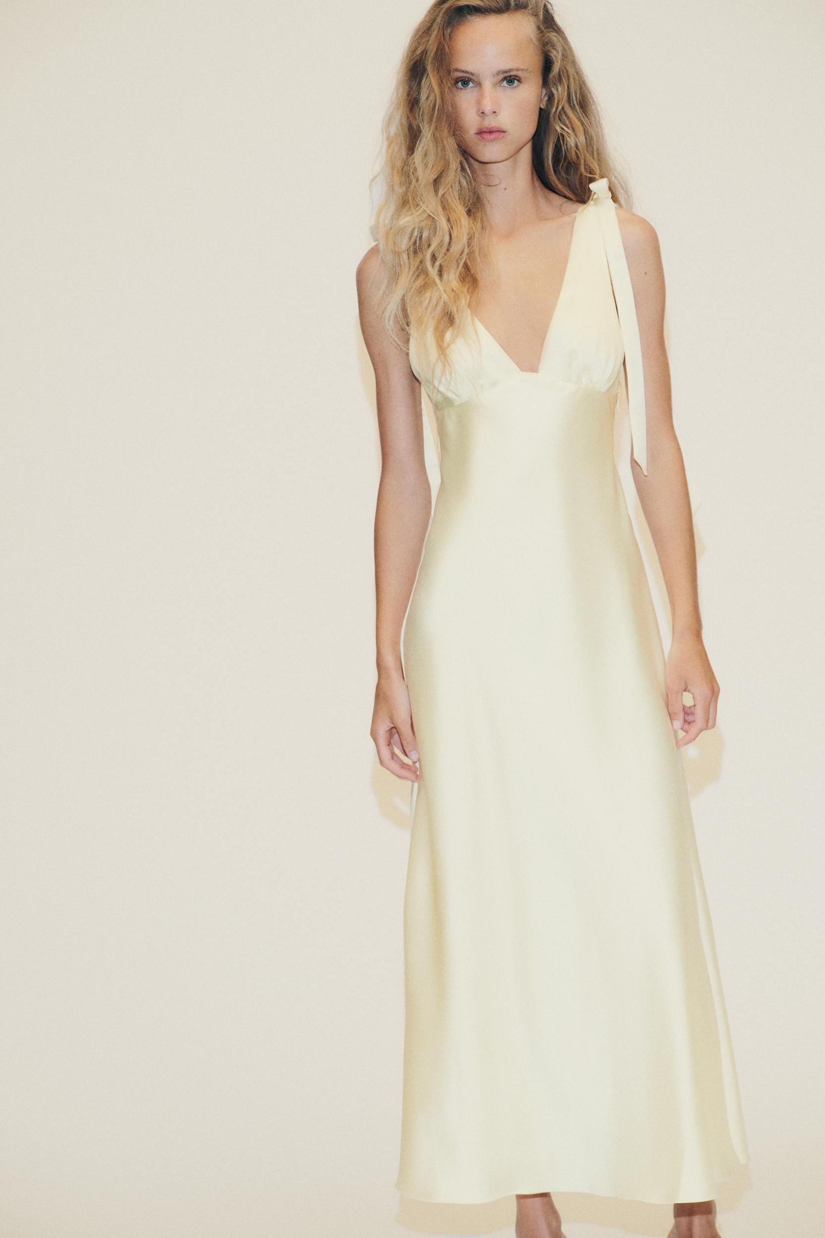 SATIN MIDI DRESS WITH TIES Product Image