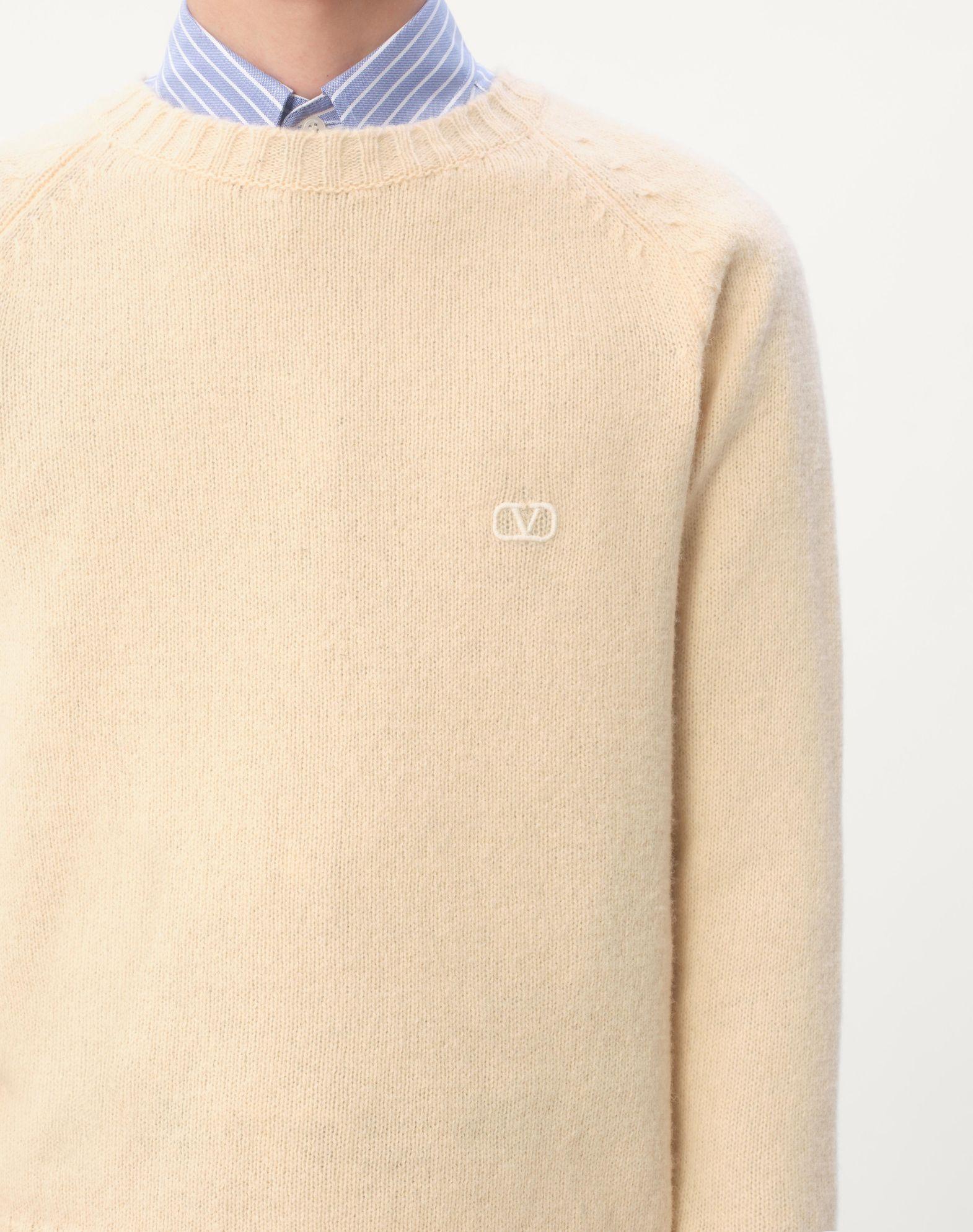 Shetland Wool Crewneck Sweater With Vlogo Embroidery Product Image