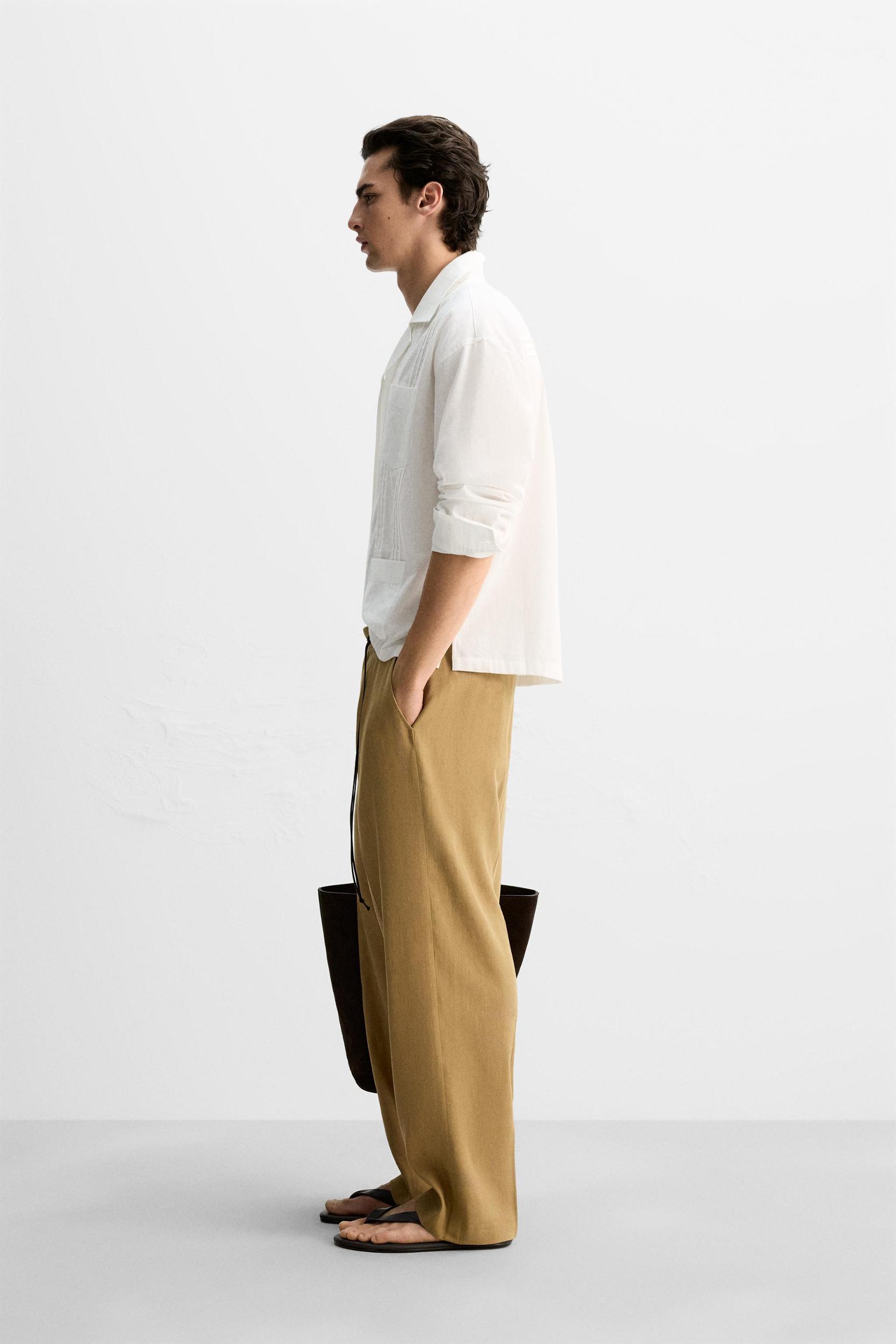 COTTON - LINEN TUCKED SHIRT Product Image