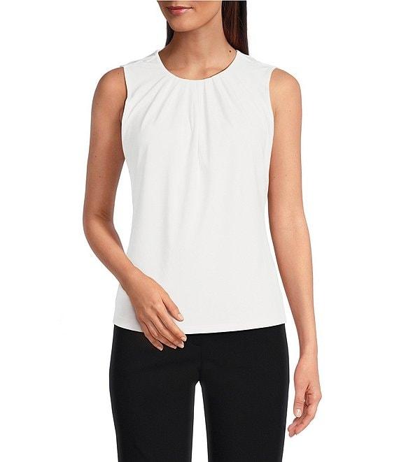 DKNY by Donna Karan Sleeveless Ruched Crew Neck Top Product Image