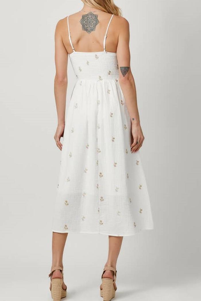 Embroidered Double Gauze Smocked Dress Product Image