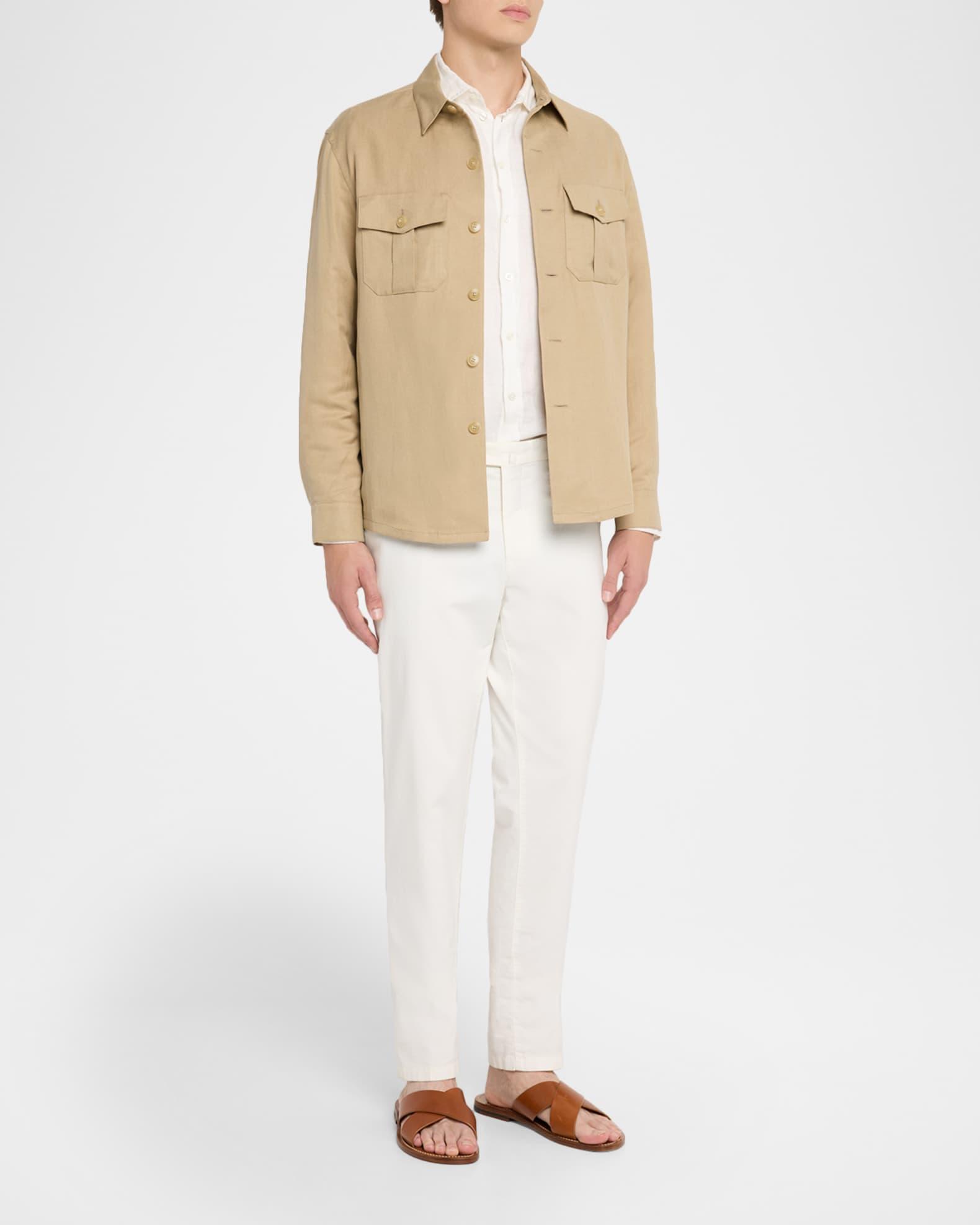 Men's Linen and Silk Button-Front Overshirt Product Image