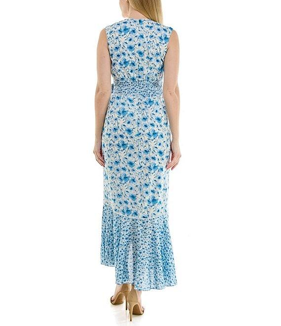 Moda Tara Sleeveless V-Neck Floral Print Wrap Maxi Dress Product Image