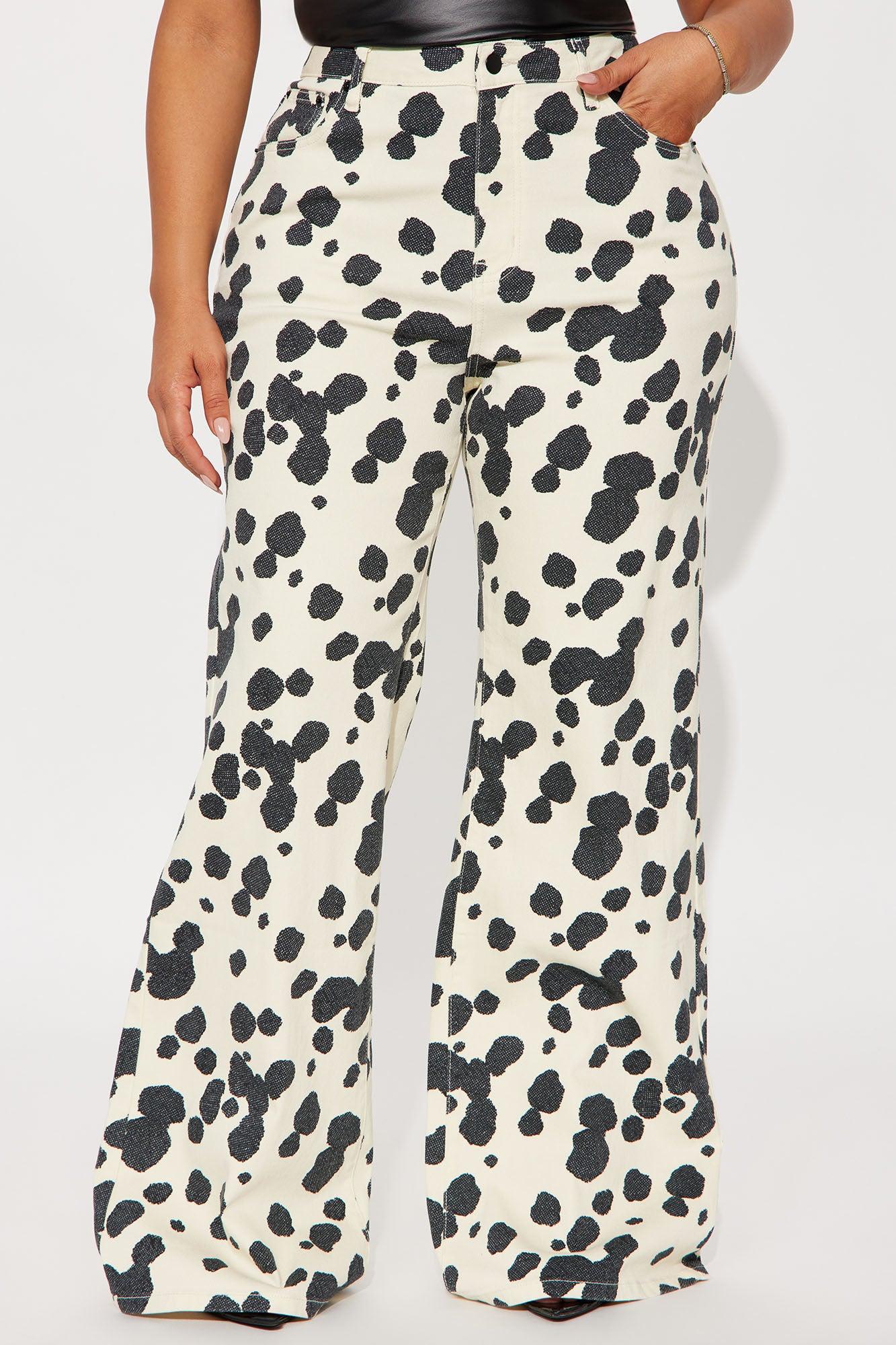 Something Sweet Printed Flare Jeans - Black/White Female Product Image