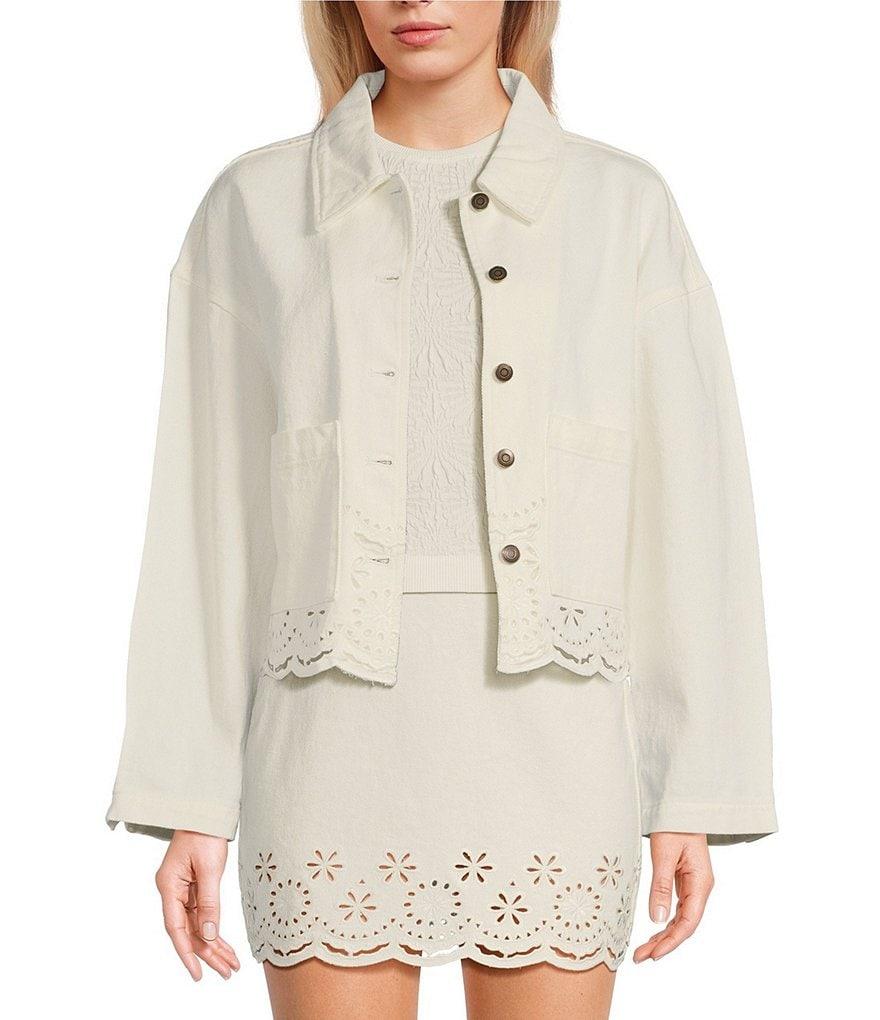 C&V Chelsea & Violet Eyelet Hem Coordinating Denim Jacket Product Image