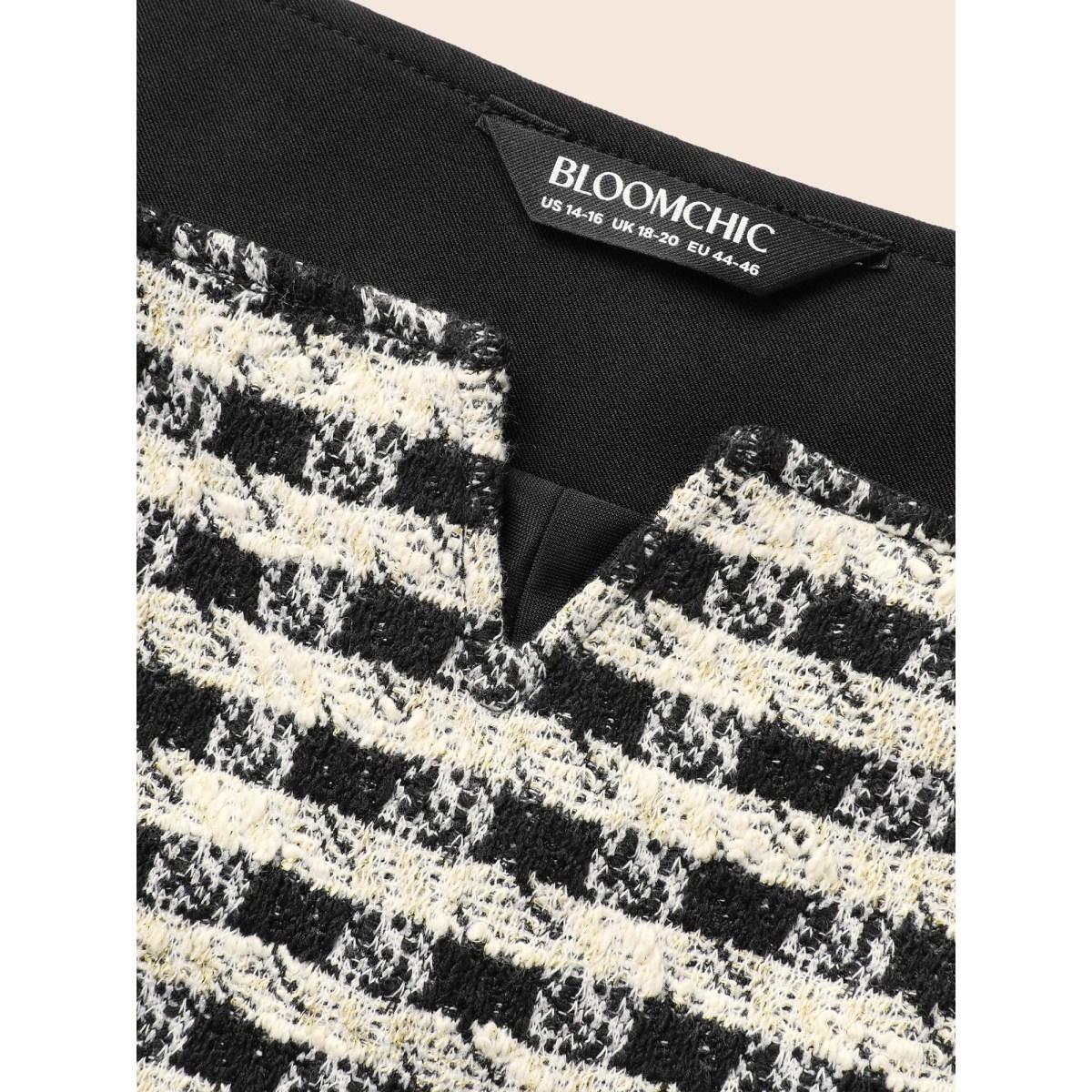 Plus Size Stretch Woven Notched Collar Fitted Midi Dress DimGray Women At the Office Texture Notched collar Sleeveless Curvy BloomChic 18-20/2X Product Image