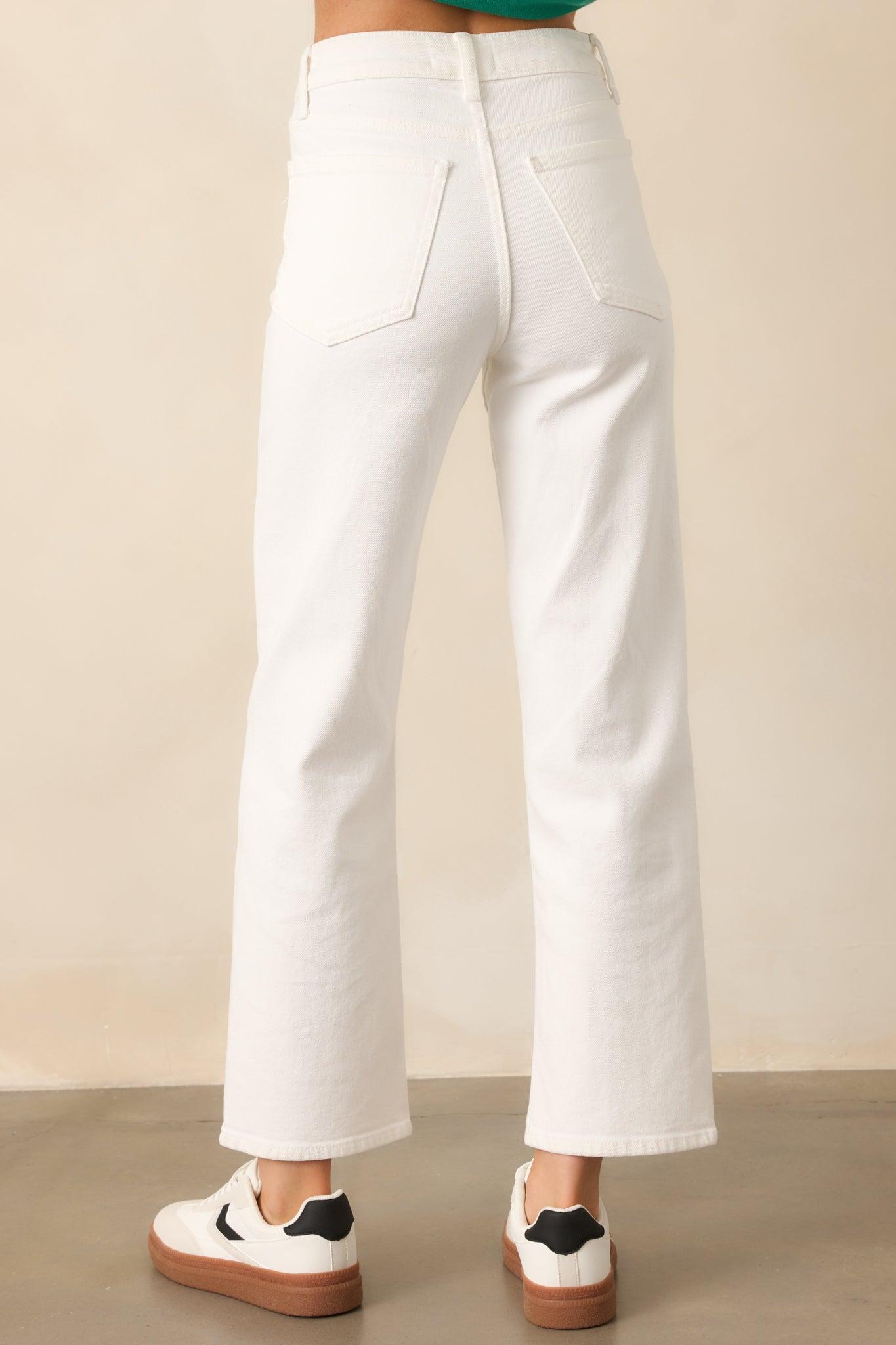 Hard At Work White Straight Leg Jeans Product Image