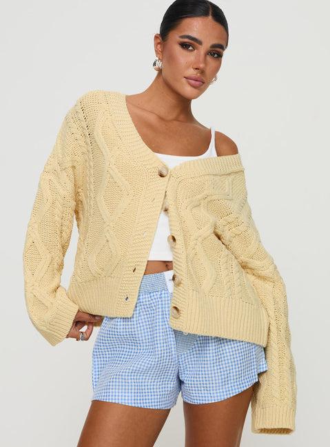 Daxtan Cable Cardigan Lemon Product Image