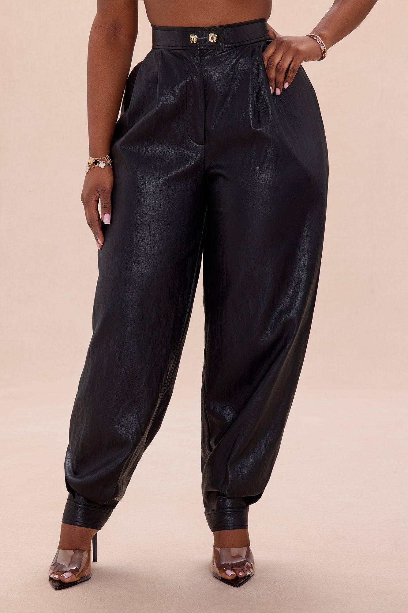 Mariella Faux Leather Balloon Pant - Black Female Product Image