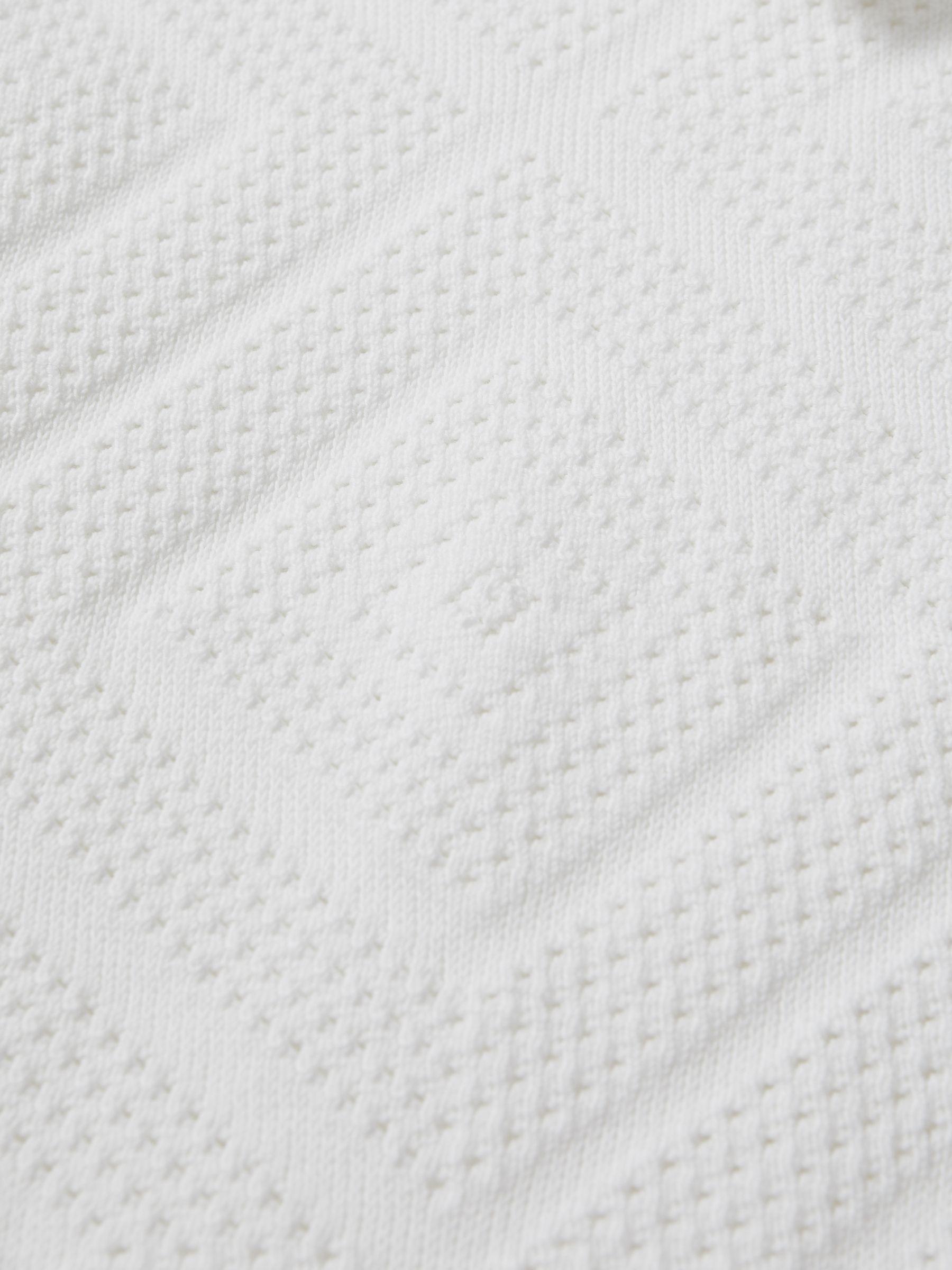 Cotton Textured Press-Stud Polo Shirt in Optic White Product Image