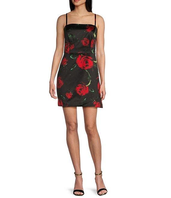 Guess Maelle Rose-Print Mini Dress Product Image