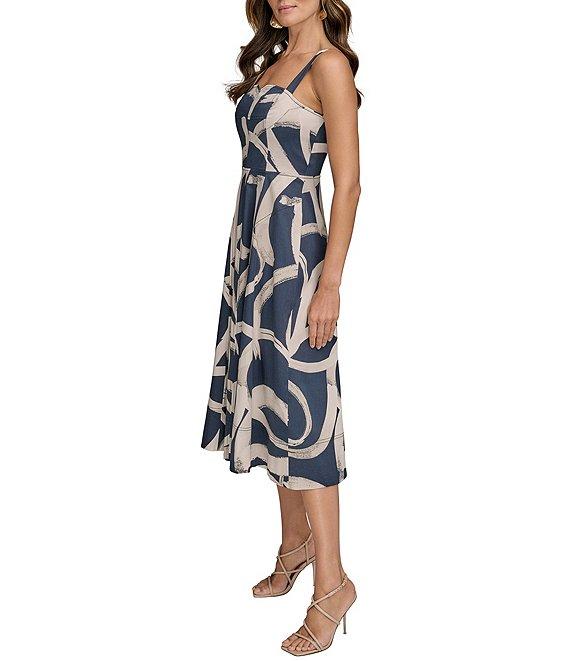 Donna Karan Abstract Print Sweetheart Neck Midi Dress Product Image