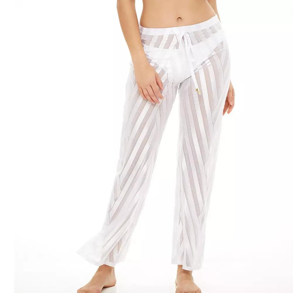 Women's Jordan Taylor Sheer Mesh Stripe Swim Cover-Up Pants,  Product Image