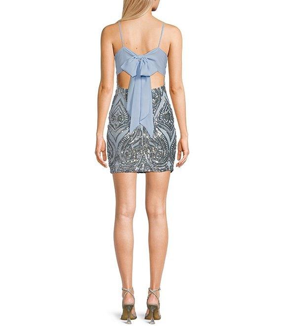 B. Darlin Pattern Sequin Bow Back Bodycon Dress Product Image
