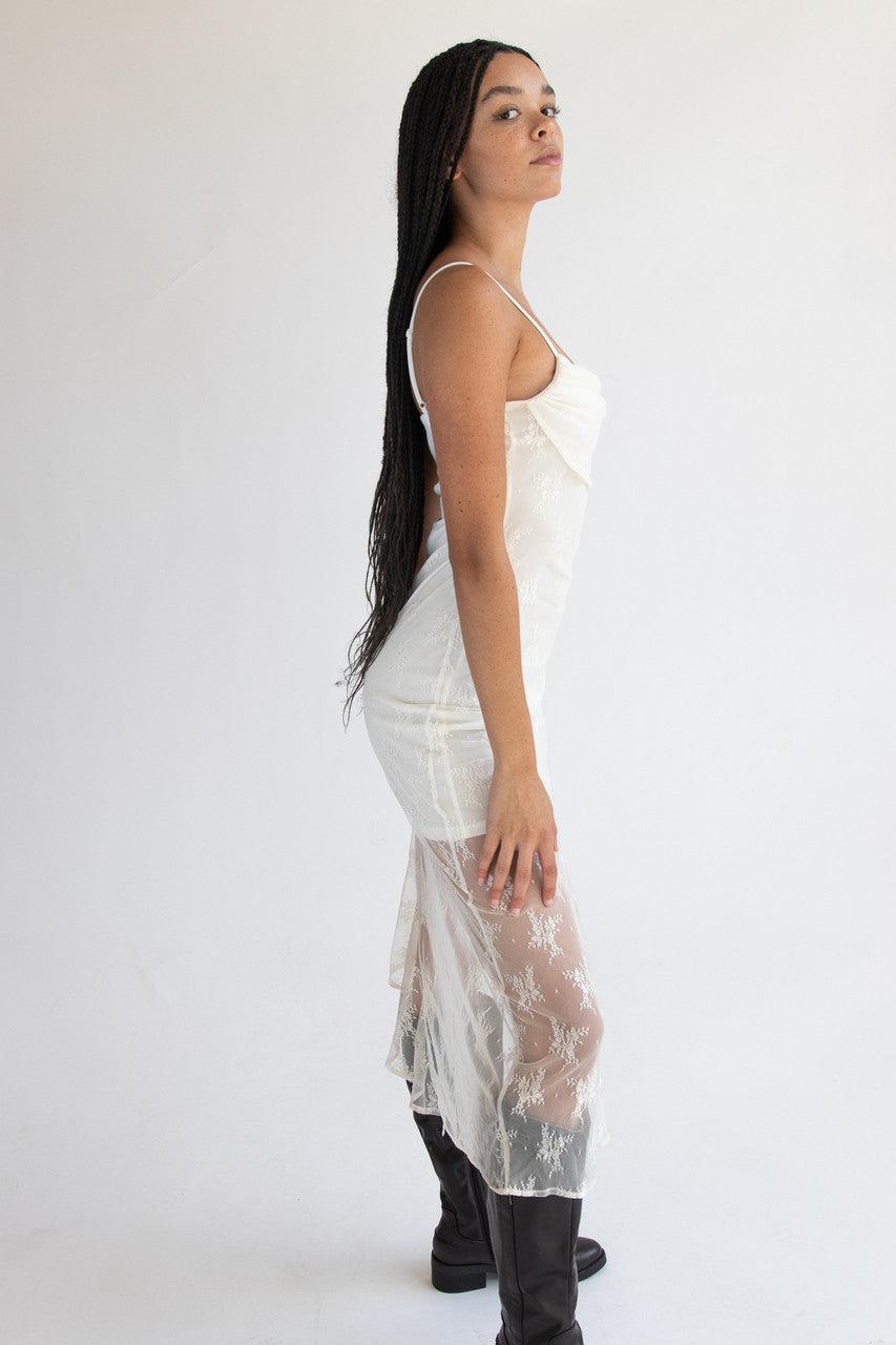 Asymmetric Hem Lace Dress Product Image