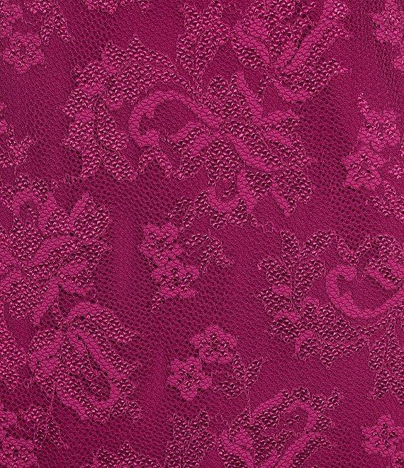 Marina Boat Neck 3/4 Illusion Sleeve Scalloped Lace Dress Product Image