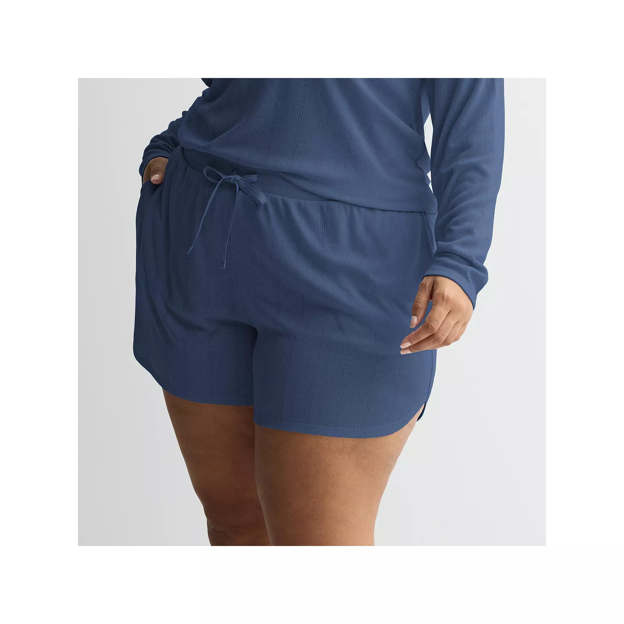 Plus Size Sonoma Goods For Life® Pointelle Sleep Shorts, Women's, Size: 3XL, Pledge Blue Product Image