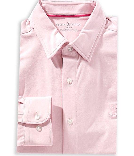 Psycho Bunny Jackson Classic Fit Stretch Knit Spread Collar Solid Dress Shirt Product Image