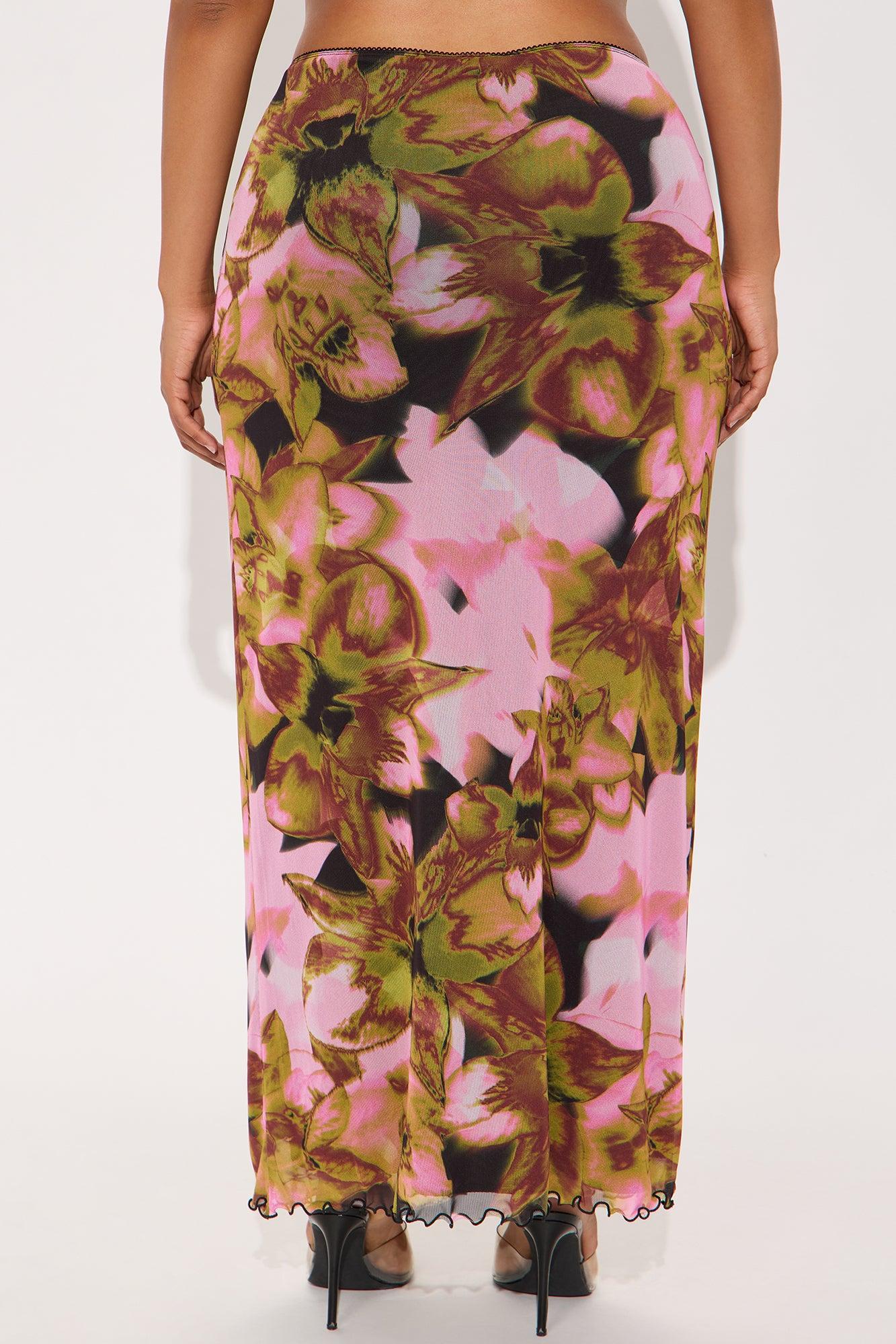 Work Of Art Abstract Mesh Maxi  Skirt - Purple/combo Female Product Image