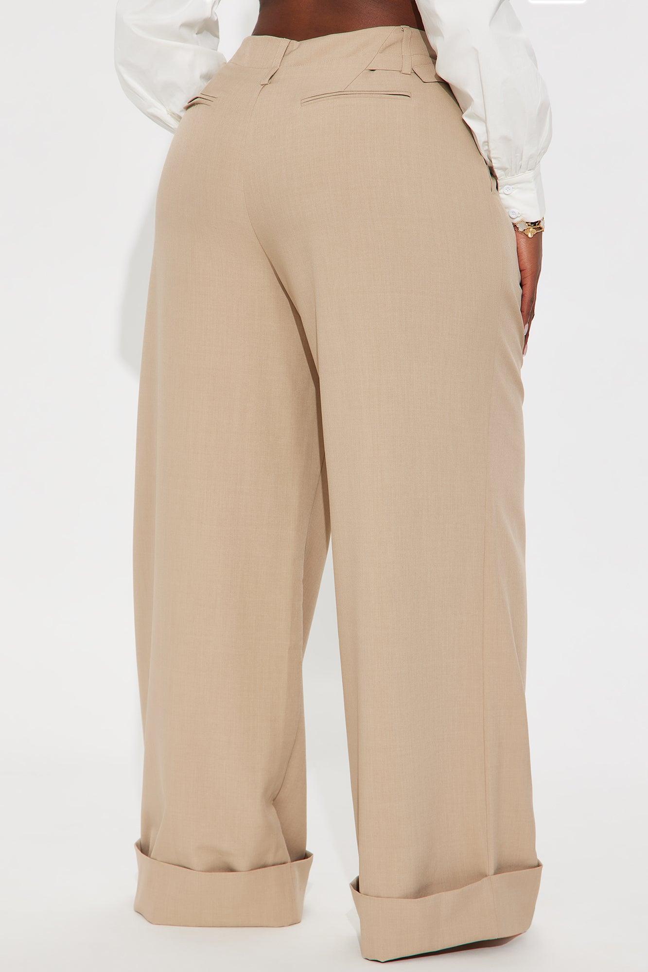 Kiah Cuffed Wide Leg Trouser - Tan Female Product Image