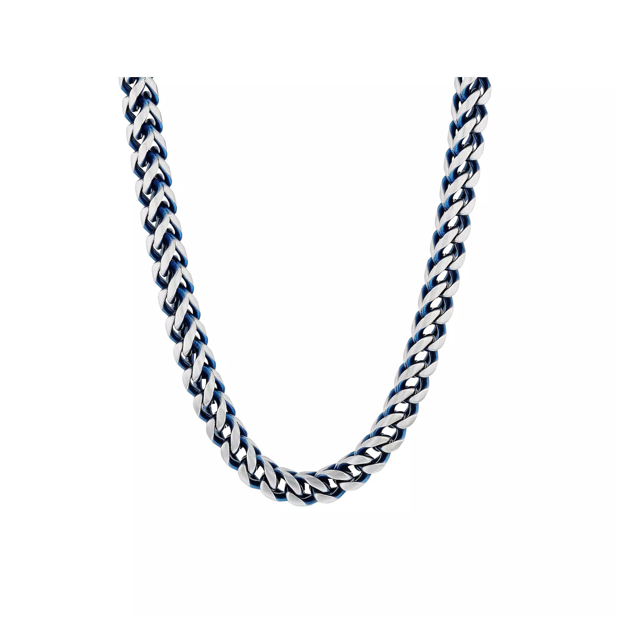 Men's Jewelry Nation Stainless Steel Blue Ion-Plated Franco Chain Necklace, Size: 24", Two Tone Product Image