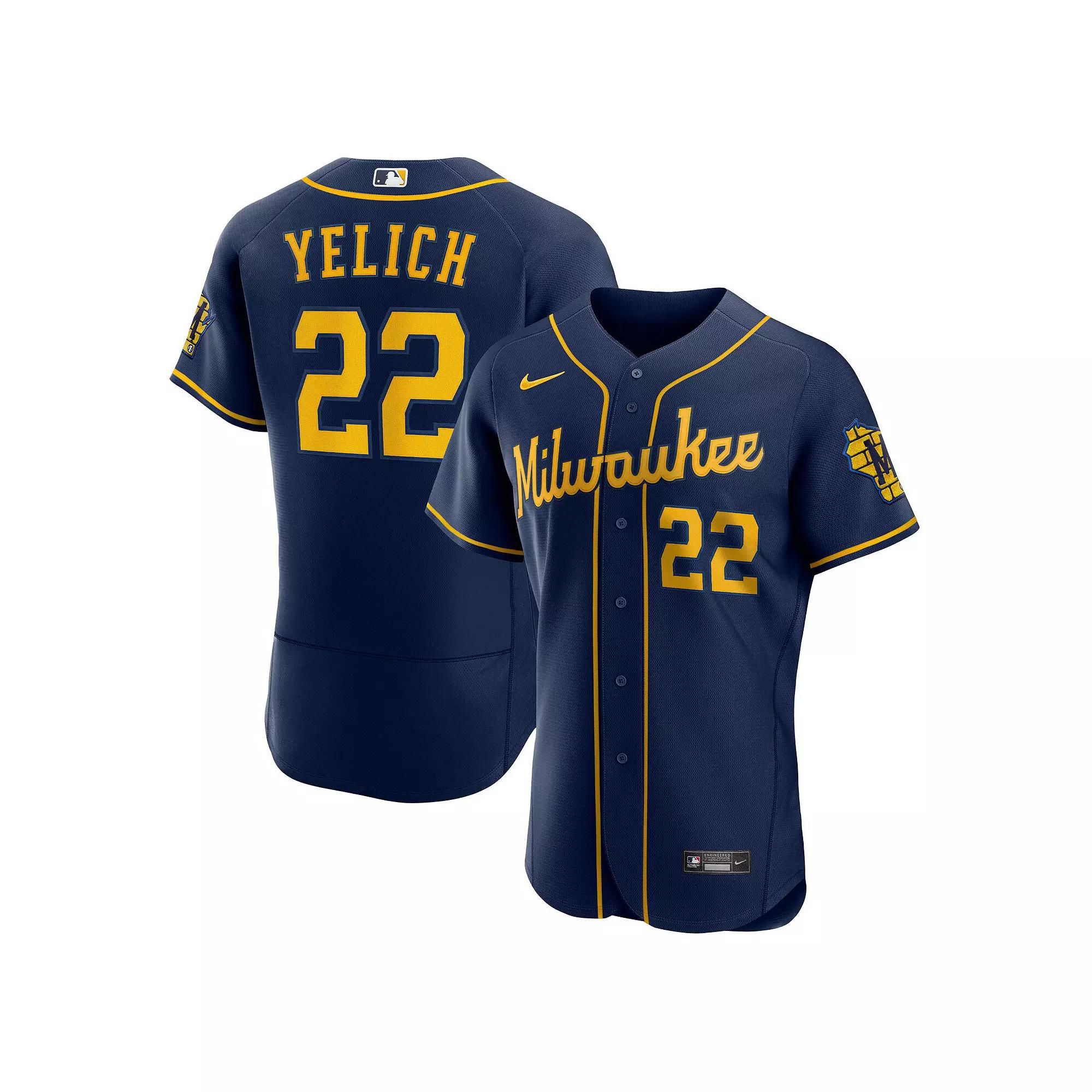 Men's Nike Christian Yelich Navy Milwaukee Brewers 50th Season Alternate Authentic Player Jersey, Size: 40, Blue Product Image