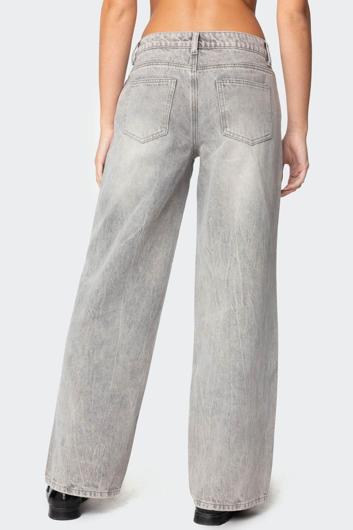 Magda Acid Wash Low Rise Baggy Jeans Product Image