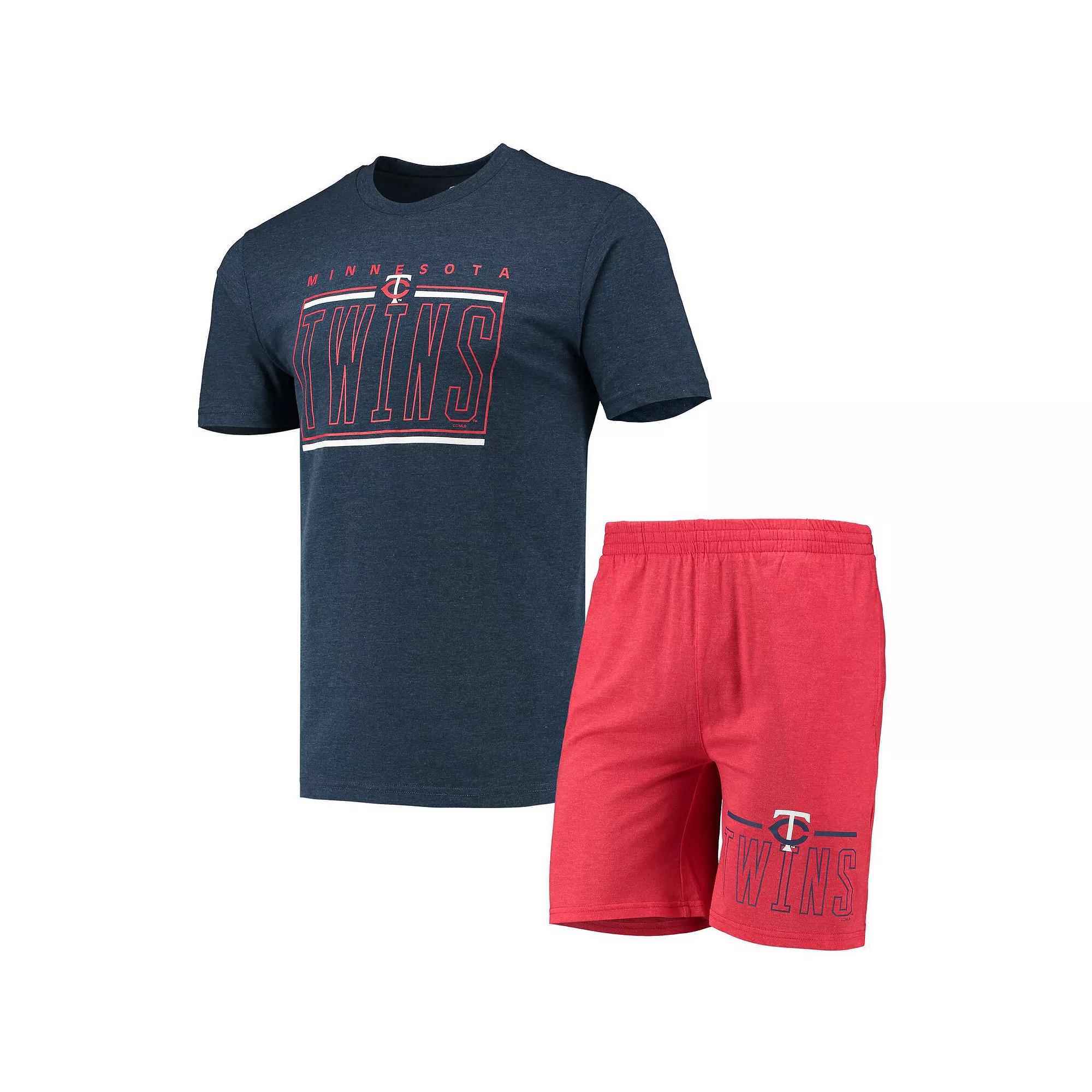Men's Concepts Sport Red/Navy Minnesota Twins Meter T-Shirt and Shorts Sleep Set, Size: Large Product Image