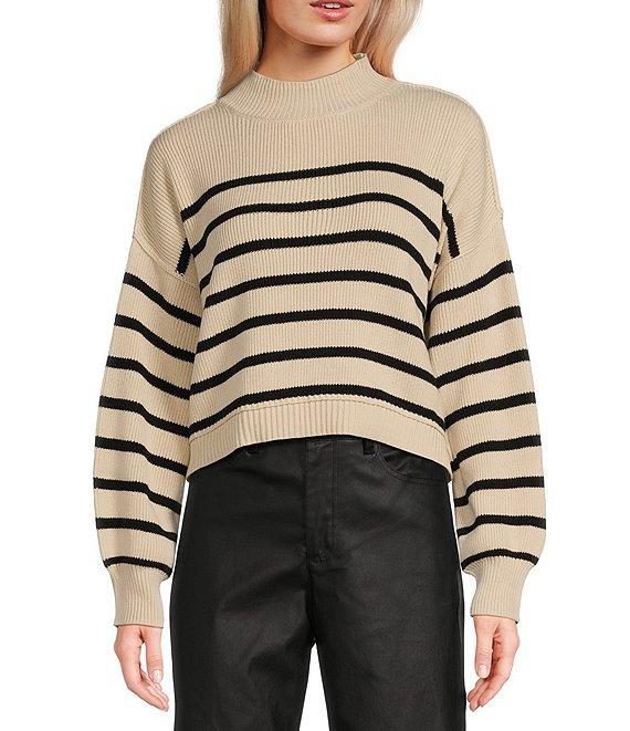 Blu Pepper Long Sleeve Mock Neck Ribbed Pullover Sweater Product Image