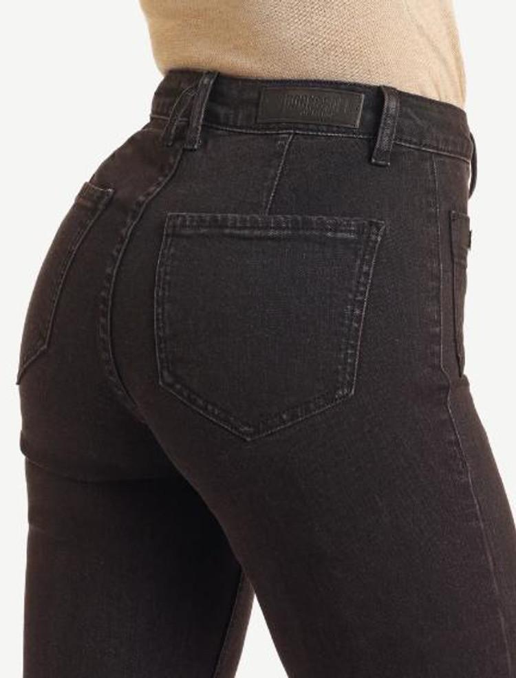 SALE Rock & Roll Denim® Ladies' Black HR Relaxed Flare Jeans Product Image